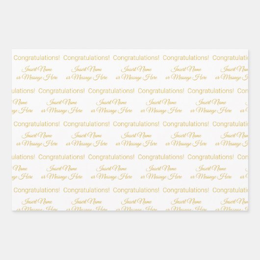 Elegante gepersonaliseerde felicitaties wit en met inpakpapier vel (Voorkant)