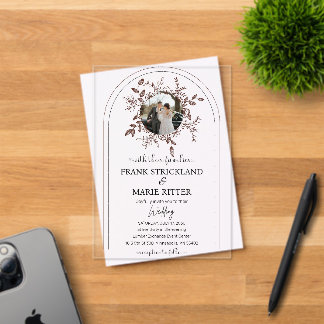 Elegante gepersonaliseerde foto bruiloft acryl uitnodigingen