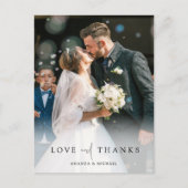 Elegante gepersonaliseerde foto bruiloft dank u briefkaart (Voorkant)