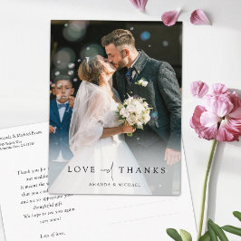 Elegante gepersonaliseerde foto bruiloft dank u briefkaart