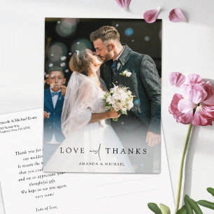 Elegante gepersonaliseerde foto bruiloft dank u briefkaart