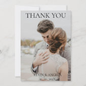 Elegante gepersonaliseerde foto bruiloft dank u ka kaart (Voorkant)