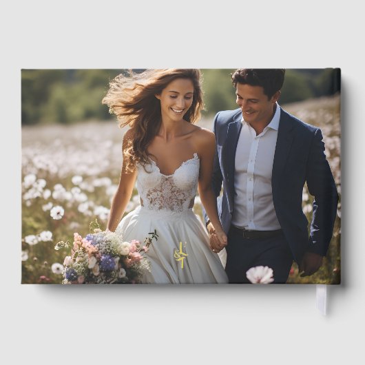 Elegante gepersonaliseerde foto bruiloft Monogram  Gastenboek (Achterkant)