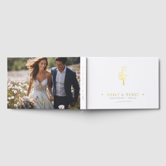 Elegante gepersonaliseerde foto bruiloft Monogram  Gastenboek (Volledig)