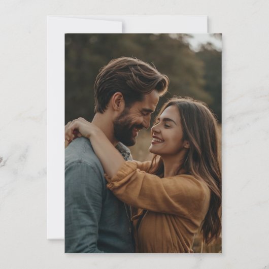 Elegante gepersonaliseerde foto bruiloft uitnodigi save the date (Achterkant)