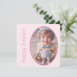 Elegante gepersonaliseerde foto licht roze gelukki feestdagenkaart