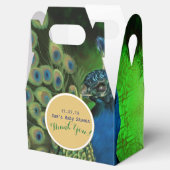 Elegante gepersonaliseerde Gable Boxes Pauwveren Bedankdoosjes (Geopend)