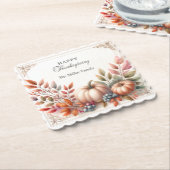 Elegante gepersonaliseerde, gelukkige Thanksgiving Kartonnen Onderzetters (Gebogen)