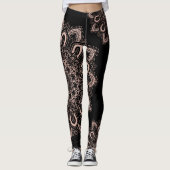Elegante gepersonaliseerde Girly Black Roos Gold Leggings (Voorkant)