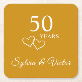 Elegante gepersonaliseerde Golden 50th Jubileum Pa Kartonnen Onderzetters