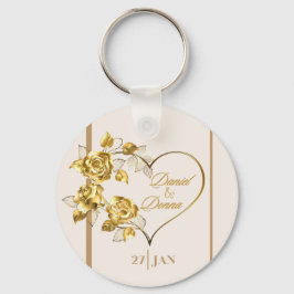 Elegante gepersonaliseerde Golden Wedding Sleutelh Sleutelhanger