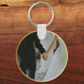 Elegante gepersonaliseerde Golden Wedding Sleutelh Sleutelhanger (Achterkant)