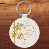 Elegante gepersonaliseerde Golden Wedding Sleutelh Sleutelhanger (Voorkant)