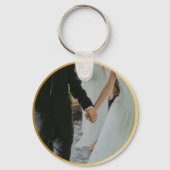 Elegante gepersonaliseerde Golden Wedding Sleutelh Sleutelhanger (Achterkant)