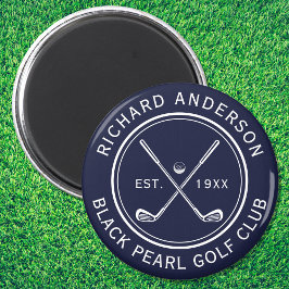 Elegante gepersonaliseerde golfclubnaam Navy Blue Magneet