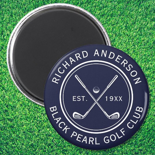 Elegante gepersonaliseerde golfclubnaam Navy Blue Magneet