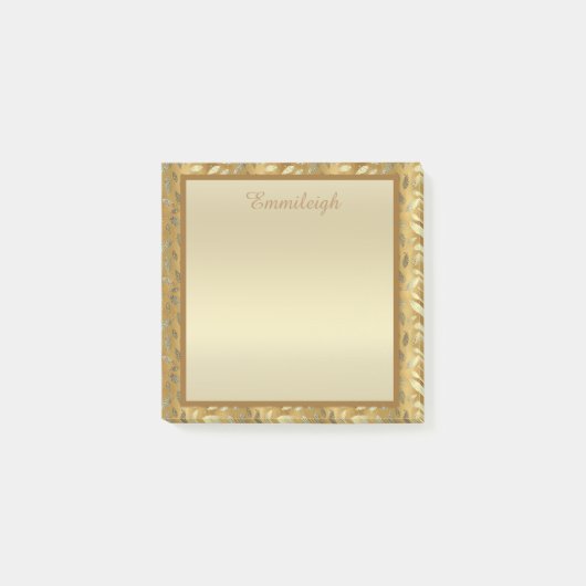 Elegante gepersonaliseerde gouden bladeren Post-it Post-it® Notes (Voorkant)