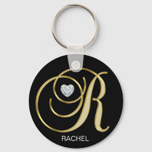 Elegante Gepersonaliseerde Gouden Brief Met Sleutelhanger