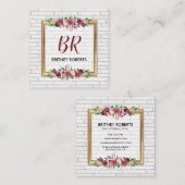 Elegante gepersonaliseerde  gouden herfstbloem vierkante visitekaartje (Voorkant / Achterkant)