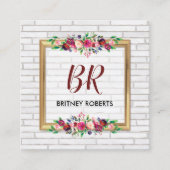 Elegante gepersonaliseerde  gouden herfstbloem vierkante visitekaartje (Voorkant)