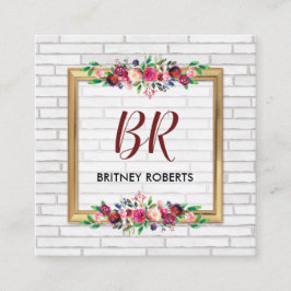 Elegante gepersonaliseerde gouden herfstbloem vierkante visitekaartje