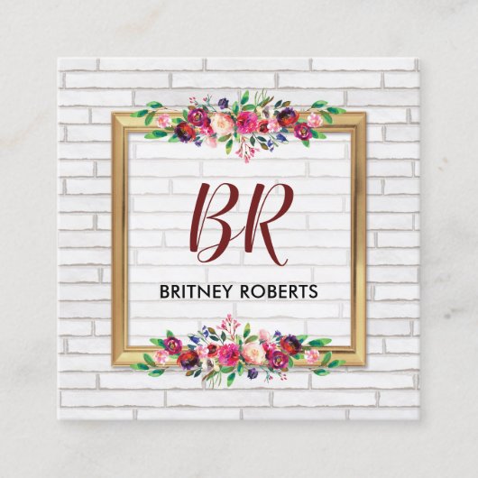 Elegante gepersonaliseerde  gouden herfstbloem vierkante visitekaartje (Voorkant)