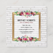 Elegante gepersonaliseerde  gouden herfstbloem vierkante visitekaartje (Achterkant)