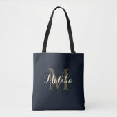 Elegante Gepersonaliseerde Gouden Monogram Tote Ta Bag (Voorkant)