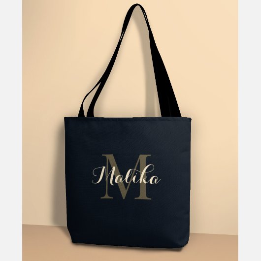 Elegante Gepersonaliseerde Gouden Monogram Tote Ta Bag