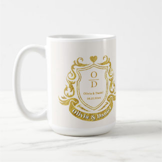 Elegante gepersonaliseerde gouden wapenschild trou koffiemok