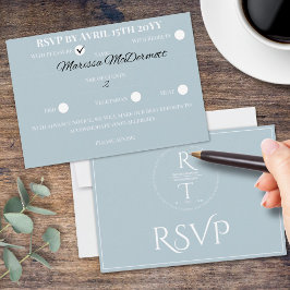Elegante gepersonaliseerde grijs witte bruiloft RSVP kaartje