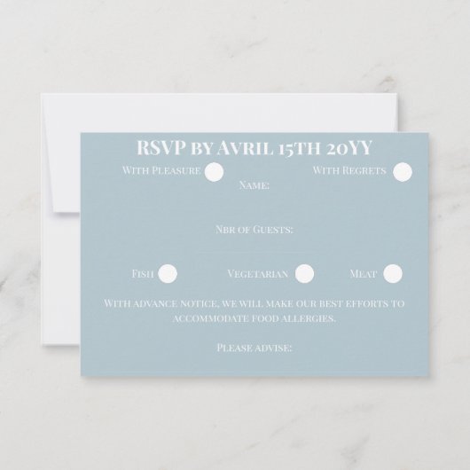 Elegante gepersonaliseerde grijs witte bruiloft RSVP kaartje (Achterkant)