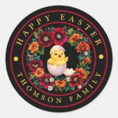 Elegante gepersonaliseerde Happy Easter Chick en B Ronde Sticker (Voorkant)