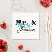 Elegante gepersonaliseerde heer en mevrouw bruilof servetten (Insitu)