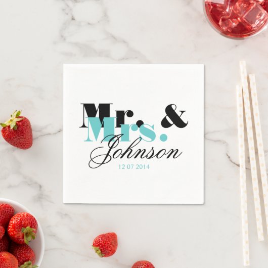 Elegante gepersonaliseerde heer en mevrouw bruilof servetten (Insitu)