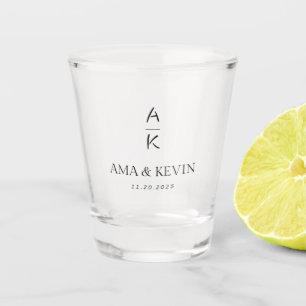 Elegante gepersonaliseerde huwelijks shotglas – op shot glas