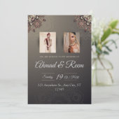 Elegante gepersonaliseerde Indiase bruiloft uitnod Kaart (Staand voorkant)