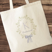 Elegante gepersonaliseerde initiële bloemboog brui tote bag