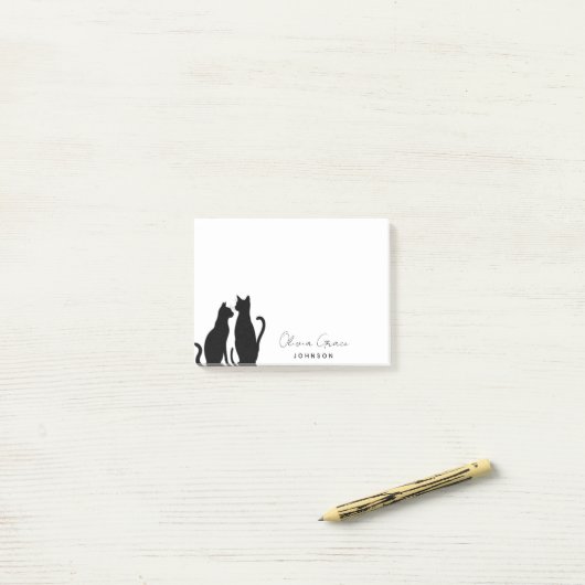 Elegante gepersonaliseerde kat silhouet Post-it No Post-it® Notes (Op bureau)