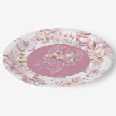 Elegante gepersonaliseerde kersenbloesem bruidsthe papieren bordje (Gekanteld)