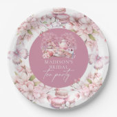 Elegante gepersonaliseerde kersenbloesem bruidsthe papieren bordje (Voorkant)