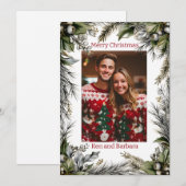 Elegante gepersonaliseerde kerst krans feestdagenkaart (Voorkant / Achterkant)