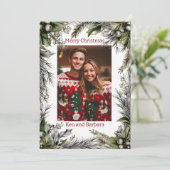 Elegante gepersonaliseerde kerst krans feestdagenkaart (Staand voorkant)