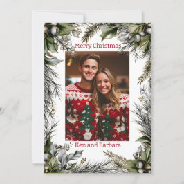 Elegante gepersonaliseerde kerst krans feestdagenkaart