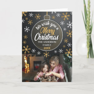 Elegante gepersonaliseerde kerstbal met eigen foto feestdagen kaart