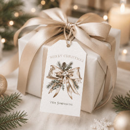 Elegante gepersonaliseerde kerstboog cadeaubijslui cadeaulabel