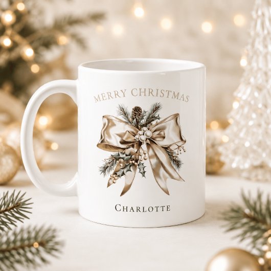 Elegante gepersonaliseerde kerstboog mok