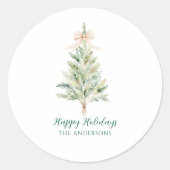 Elegante gepersonaliseerde kerstboom ronde sticker (Voorkant)