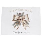 Elegante gepersonaliseerde kerstcadeautas groot cadeauzakje (Voorkant)