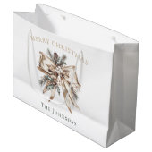 Elegante gepersonaliseerde kerstcadeautas groot cadeauzakje (Voorkant Gekanteld)